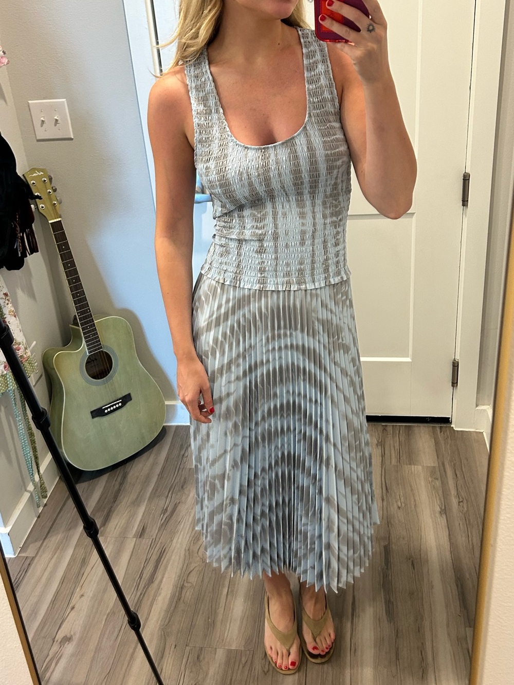 NWT Proenza Schouler Light Blue and Gray Tie-Dye Midi Dress